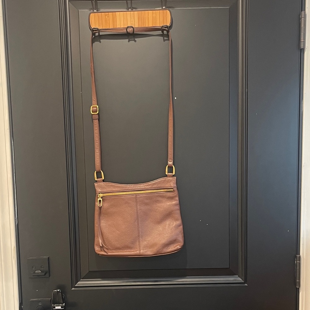 HOBO Brown Leather Bag with Gold Zipper